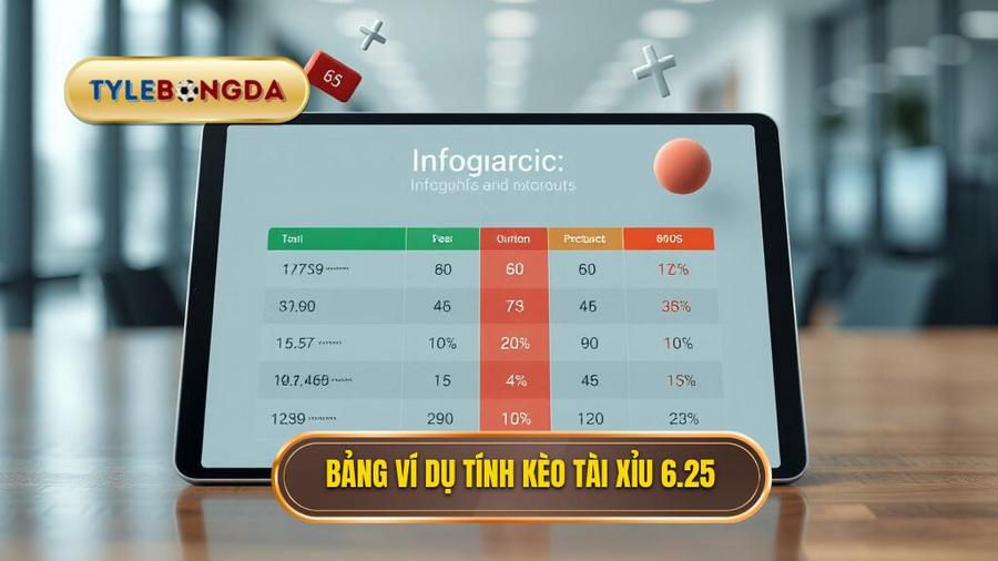 Bảng ví dụ minh họa cách tính tiền kèo tài xỉu 6.25