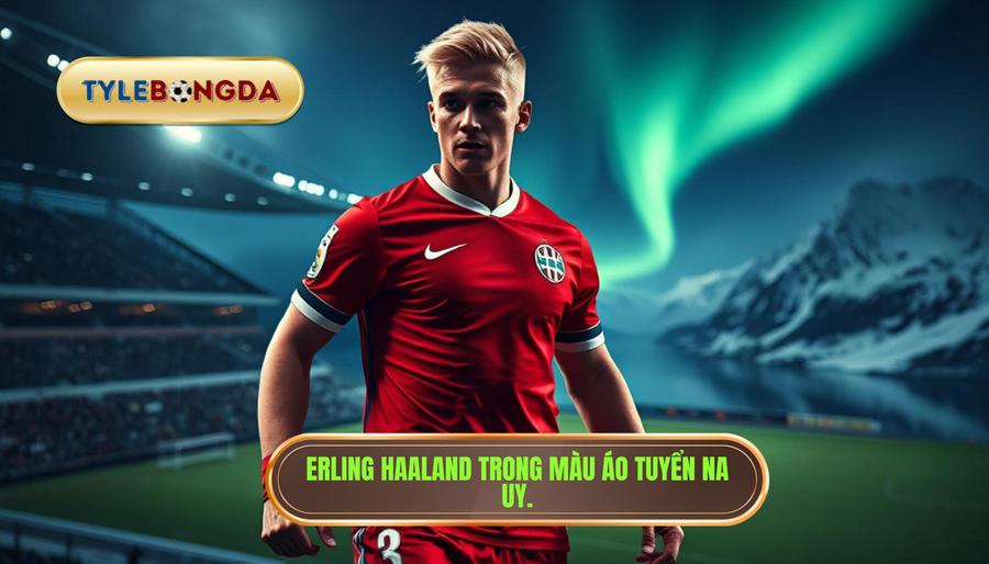 1. Erling Haaland trong màu áo tuyển Na Uy.